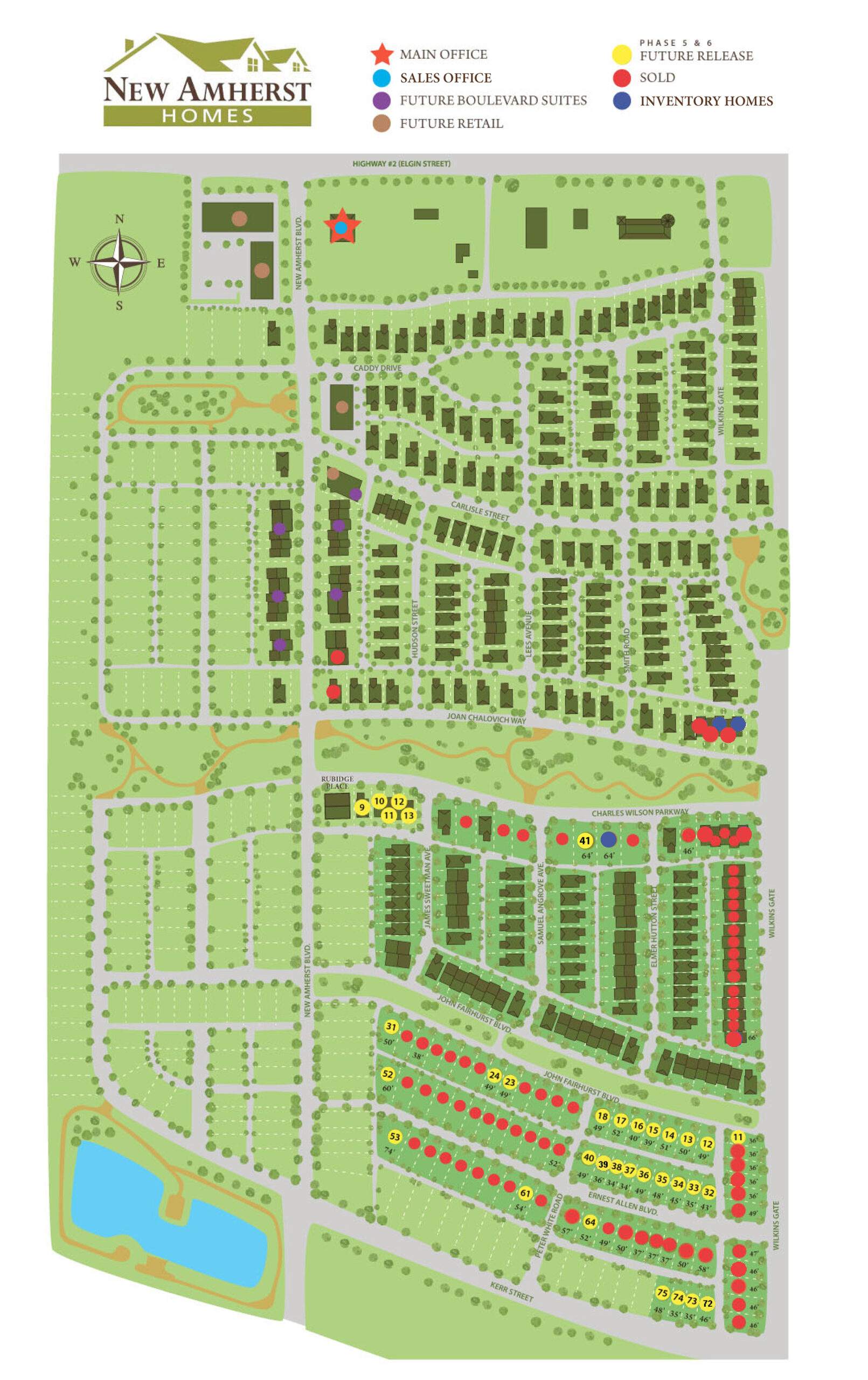 New Amherst Homes - site plan as of May 26, 2023